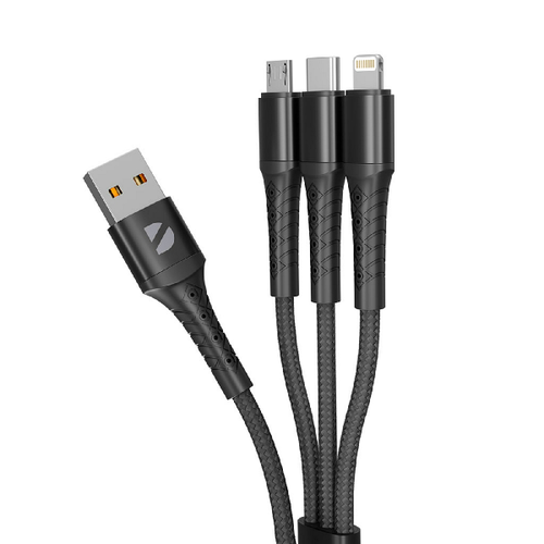 USB кабель Deppa Armor 3 в 1- microUSB/lightning/typeC 2m Black (72601) фото 